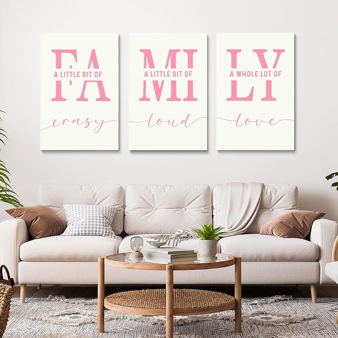 GUBIYU Home Wall Decor, Pink Love Framed Canvas Farmhouse Signs with Sayings 'A Whole Lot Of Love' Inspirational Wall Sign for Living Room, Bedroom, Kitchen, Dining Room 20" x 28"
