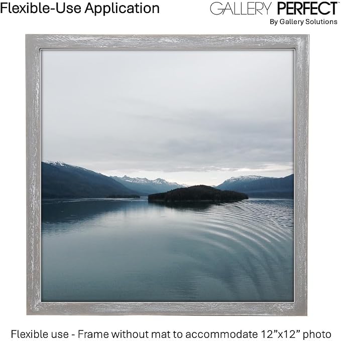 GALLERY PERFECT 12x12 Picture Frames, 9 Piece Set with Real Glass Cover for 8x8 Photos With Mat, Picture Frames Collage Wall Decor for Gallery Wall, Home Decor, Grey