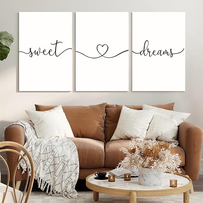 GUBIYU Sweet Dreams Wall Art for Bedrooms - Master, Guest or Girl Room Decor - Farmhouse Style - 16x24