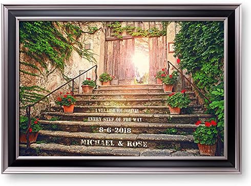 I Will Love You Every Step the Way Framed Arts with Couple's Names Date and Your Own Message on,Gift for Wedding.With Different Frame Styles Framed Size:27 5/8 x 19 5/8 inches
