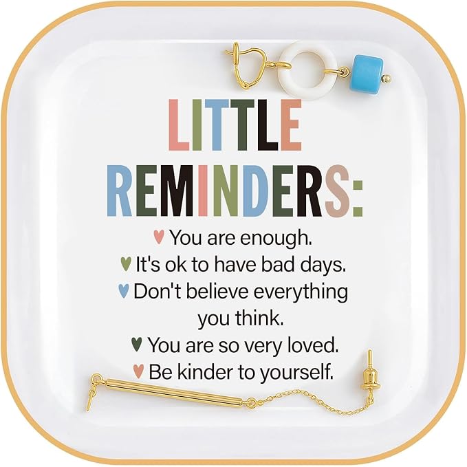 Self Care Gift for Women, Friends & Coworkers, Daily Affirmations Ring Dish
