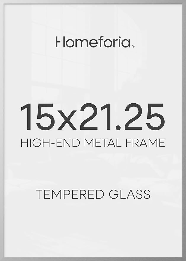 Homeforia 15x21.25 Silver Puzzle Picture Frame, High-End Metal, Glass
