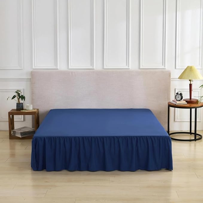 Bed Skirt Queen Size Ruffled Bed Skirt, 14'' Queen Dust Ruffle Bed Skirts | With Split Corners, Dust Ruffle with Platform, Microfiber, Breathable, Soft, Easy Fit, Navy Blue