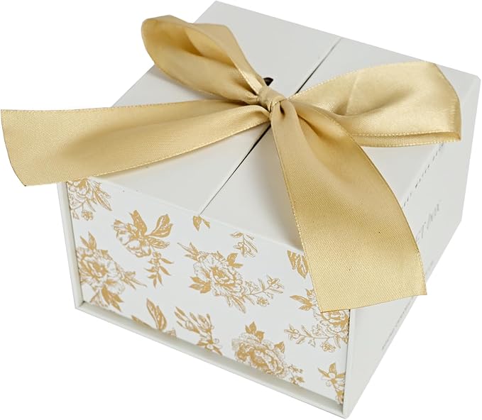 Sweet Water Decor Gold Delft Round Trinket Box, Jewelry Storage for Nightstand, Dresser, or Counter, Small Ring & Keepsake Storage, Elegant Gift for Wedding, Anniversary or Hostess