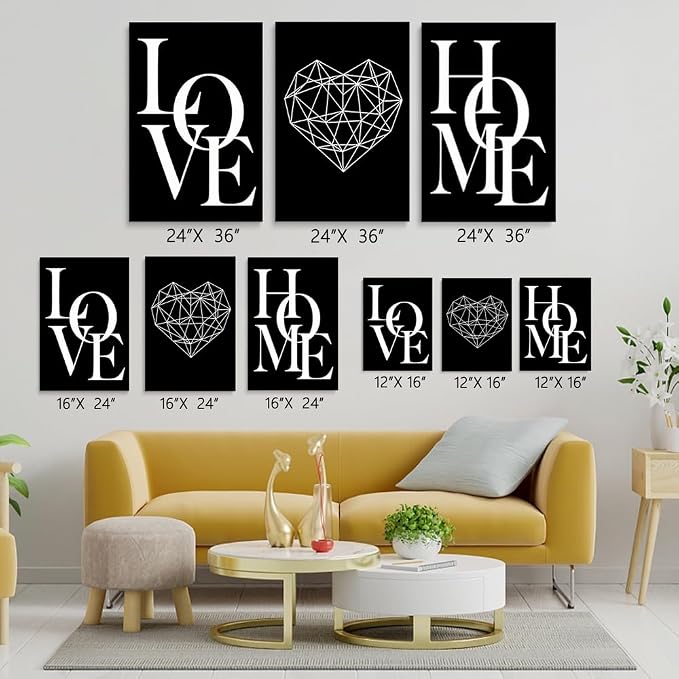 GUBIYU Love Home Wall Decor Black and White Farmhouse Modern Art for Entryway Hallway - Family Sign Express Warmth 12"x16"