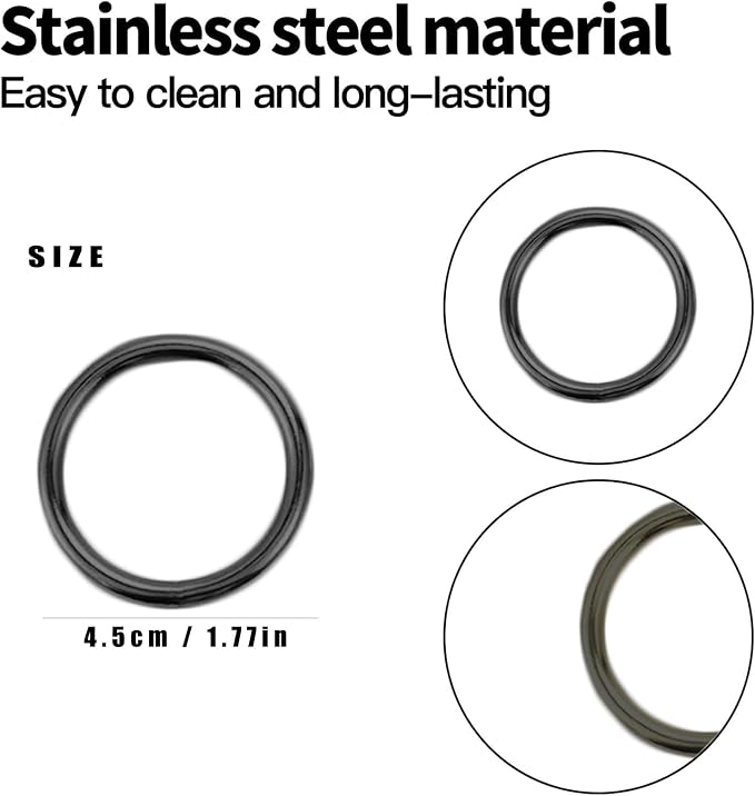 10 Pcs Black Napkin Rings - Metal Napkin Ring(Round) | Stainless Steel Napkin Rings for Table Settings Wedding Christmas Party Dinner Table