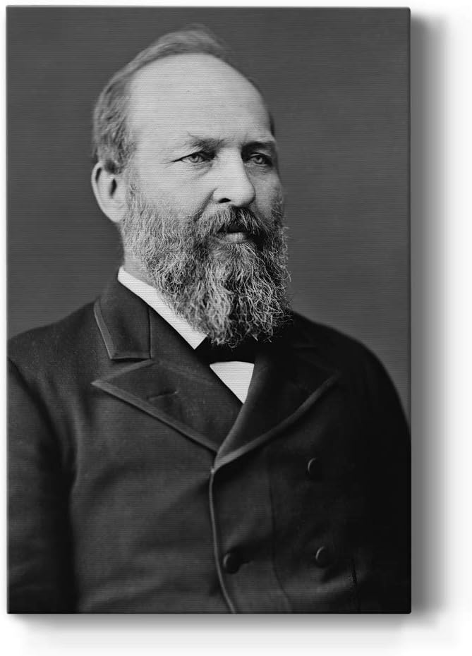 Renditions Gallery James A. Garfield Presidental Portrait Wall Art, Premium Gallery Wrapped Canvas Decor, Ready to Hang, 48 in H x 32 in W, Made in America Print