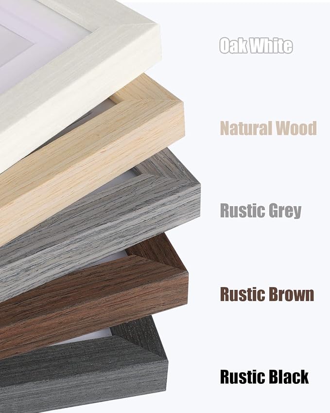 Egofine 8x10 Picture Frames Set of 4, Made of Solid Wood Covered by Plexiglass 4x6 and 5x7 with Mat or 8x10 without Mat, for Table Top Display and Wall Mounting Photo Frame Oak Wood