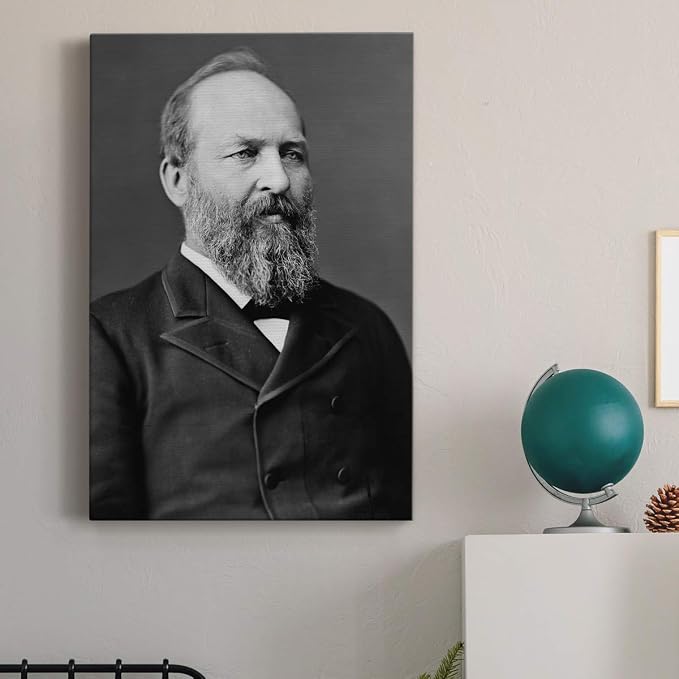 Renditions Gallery James A. Garfield Presidental Portrait Wall Art, Premium Gallery Wrapped Canvas Decor, Ready to Hang, 48 in H x 32 in W, Made in America Print