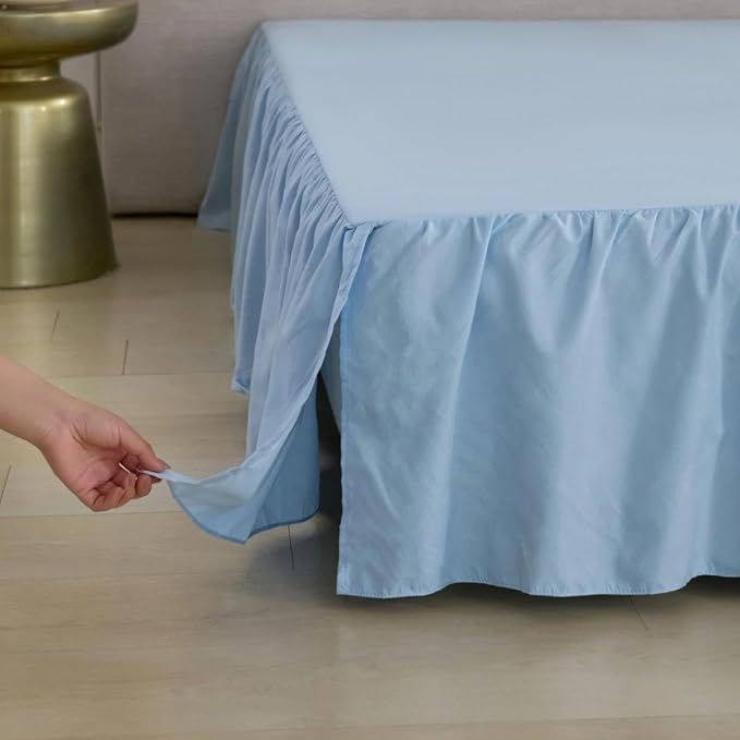 Bed Skirt Full Size Ruffled Bed Skirt, 16'' Full Dust Ruffle Bed Skirts | With Split Corners, Dust Ruffle with Platform, Microfiber, Breathable, Soft, Easy Fit, Sky Blue