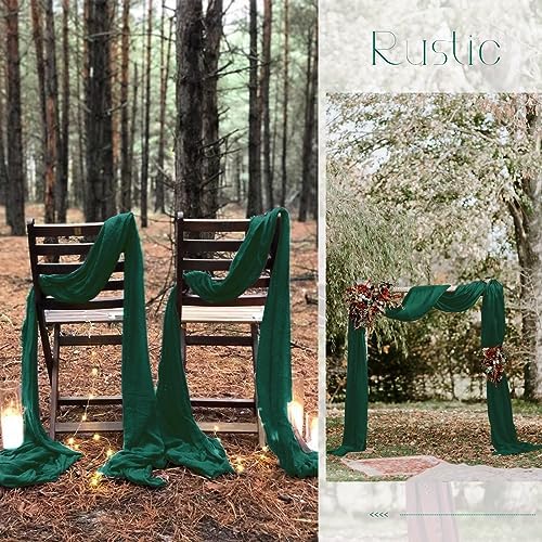 10 Pack Emerald Green Table Runner 10Ft Cheesecloth Table Runner Boho Gauze Table Runners Romantic Long Sheer Fabric Cheese Cloth Table Runners for Wedding Party Bridal Shower