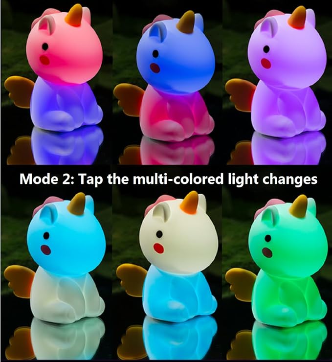 Unicorn Night Light,Rechargeable Table Lamp Bedside Lamp with 7 Colors