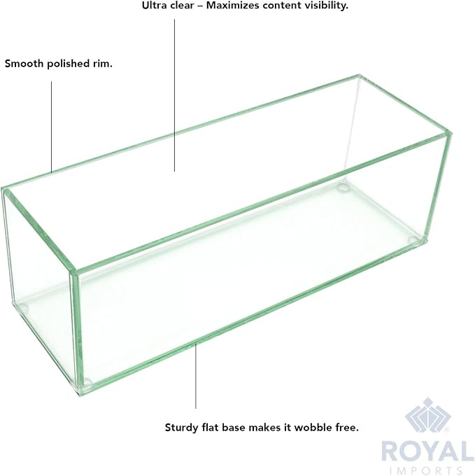 Royal Imports Glass Rectangle Vase for Centerpieces 4" Tall x12 Flower Vase | Glass Vases for Centerpieces for Tables, Home, Wedding & Events Decor, Storage, Vases for Flowers & Floral Arrangements