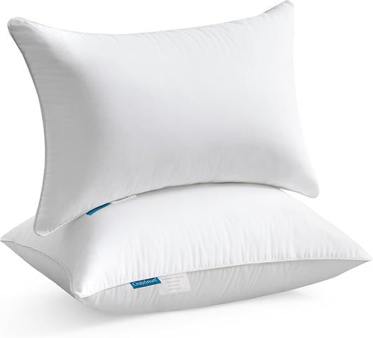 Oubonun 12x20 Lumbar Throw Pillow Inserts 2 Pack, 100% Cotton Breathable Cover Plump Rectangle Square Cushion Inserts White Decorative Pillows for Living Room Bedroom Office
