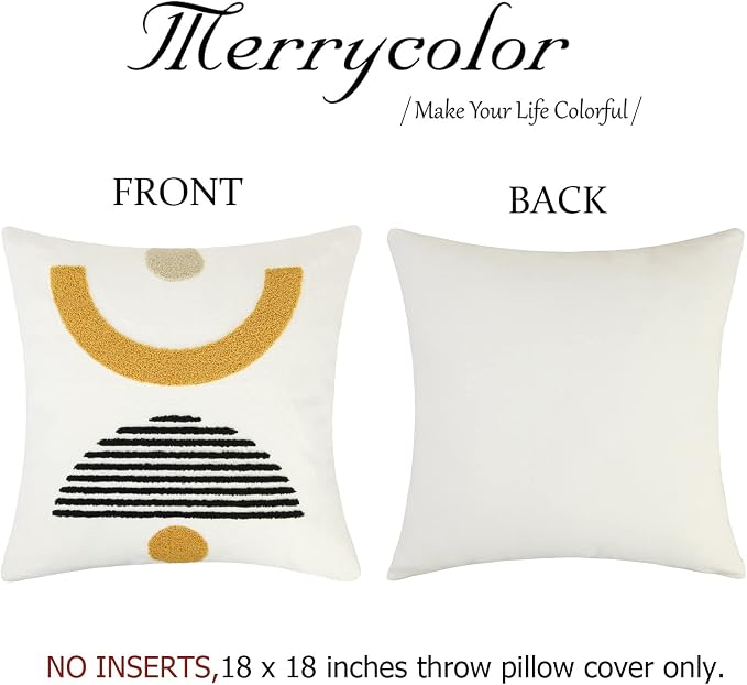 Merrycolor Boho Geo Accent Throw Pillow Covers 18 X 18 Textured Mid Century Modern Throw Pillow Covers Abstract Bohemian Aesthetic Decorative Pillows for Couch Bed Sofa Living Room 1PC