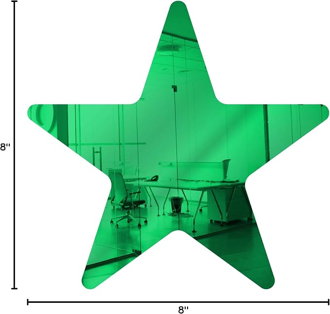 Marketing Holders Acrylic Mirror 8" Light Green Star Flat DIY Smooth Edge Blank Plexiglass Tiles .118 3MM Thick Rounded Corners Decor for Holidays