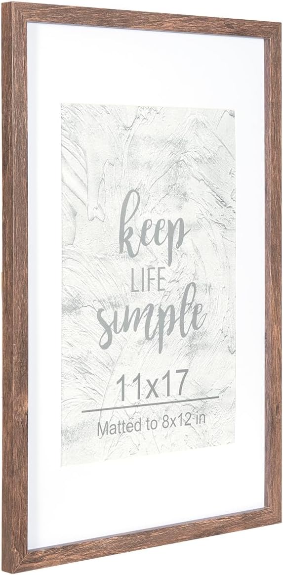 kennethan 11x17 Picture Frame Rottern Brown Set of 5, Wooden Poster Frame for Wall Mounting Display for Home, Office,Gallery,Holiday with Photos, Posters, Puzzles