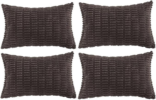 Fancy Homi 4 Packs Decorative Throw Pillow Covers for Living Room Couch Bed, Modern Farmhouse Boho Home Décor Accent Cushion Case, 24" x 14", Dark Brown
