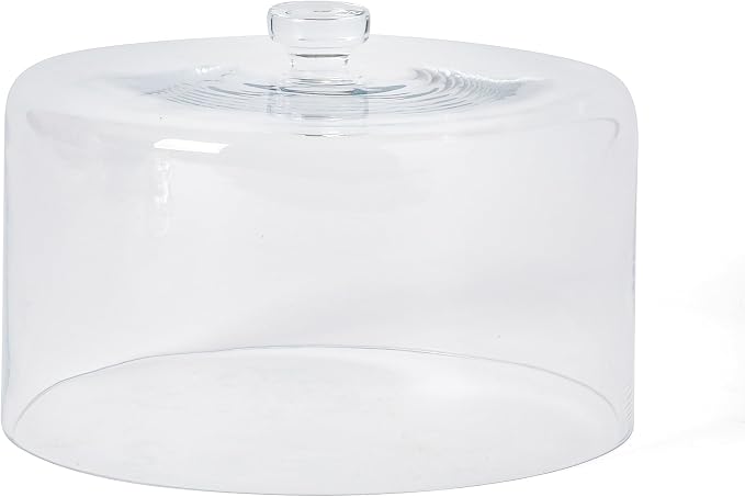Martha Stewart Watercrest Glass Cake Stand with Dome, 10.2 Inch Clear Footed Pedestal Cake Stand with Glass Lid Cover, Handmade Glassware for Cakes and Desserts