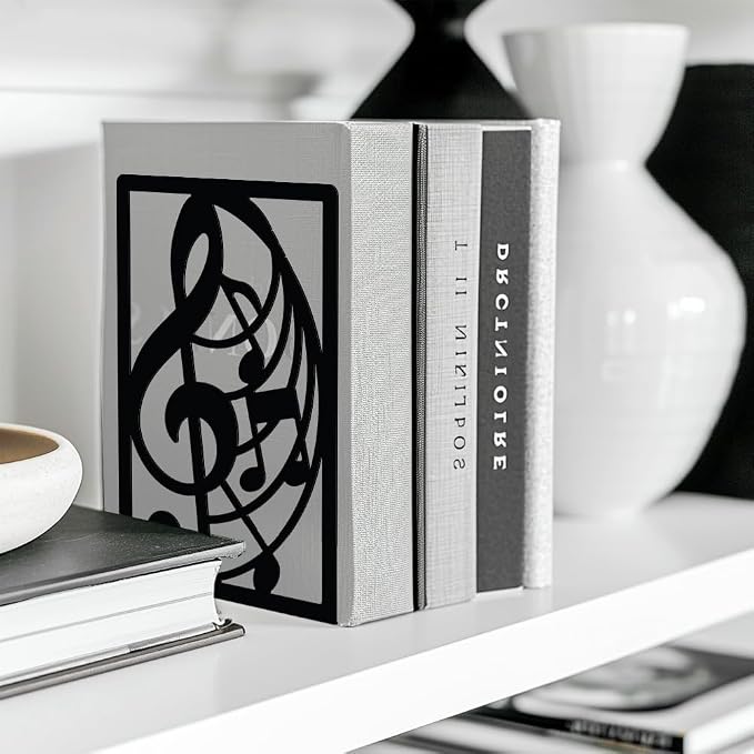 Peacoblue 5.3"x4.3"x7.9" Metal Bookends, Heavy Duty Book Ends for Shelves