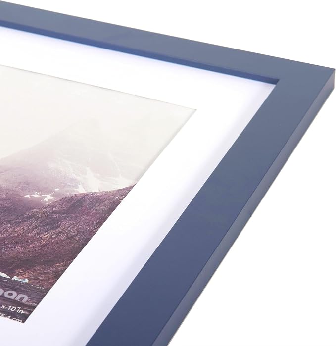 ennethan 11x14 Picture Frame Navy Blue 2 Pcs in 1 set Wooden Frame can Display 8x10 Picture with Mat for home decoration,holiday gift