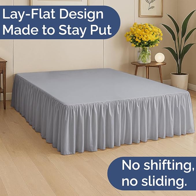 Bedskirt King Size Ruffle - Ruffled Bed Skirt - 12 Inch Drop - Steel Blue | Bedskirt with Platform, Ultra-Soft Premium Hotel Quality, Wrinkle Free, Fade & Shrink Resistant, for Women, Men, Kids & Teens