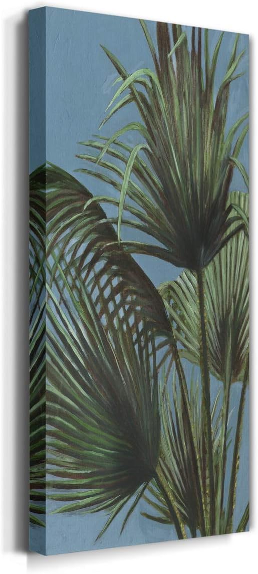 Renditions Gallery Canvas Nature Wall Art Home Paintings & Prints Elegant Green Palms Modern Glam Romantic Botanical Artwork Decorations for Bedroom Office Kitchen - 8"x16" LT43