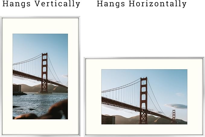 Frametory 16x24 Silver Aluminum Metal Picture Frame Mat for 12x18 Glass
