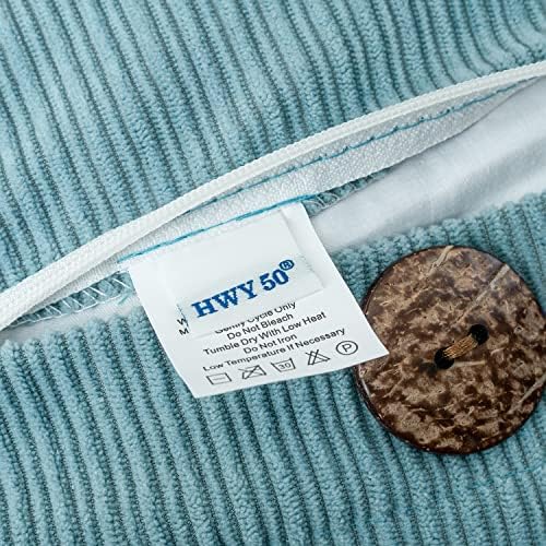 HWY 50 Light Blue Chenille Throw Pillow Covers 20x20 Inch Buttons Pack of 2