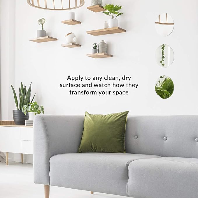 Anika 60130 Pack of 3 Self Adhesive Round Mirrors 15cm | Versatile and Functional | Easy to Install | Sleek and Modern, White, 15 x 0.5 x 15 cm