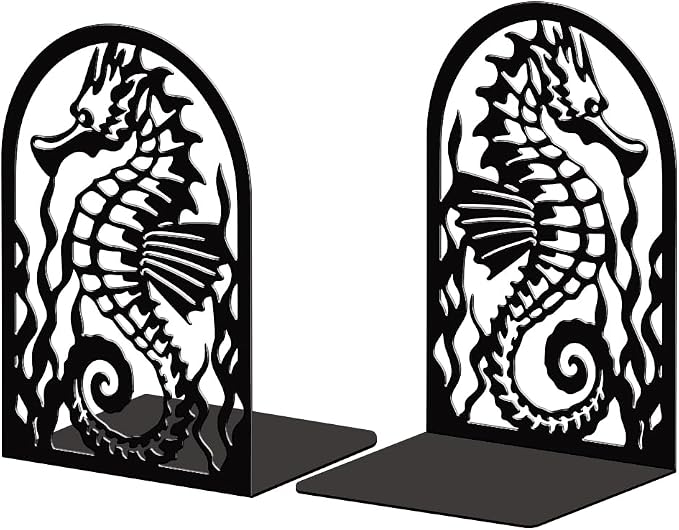 Peacoblue 5.3"x4.3"x7.9" Metal Bookends, Heavy Duty Book Ends for Shelves