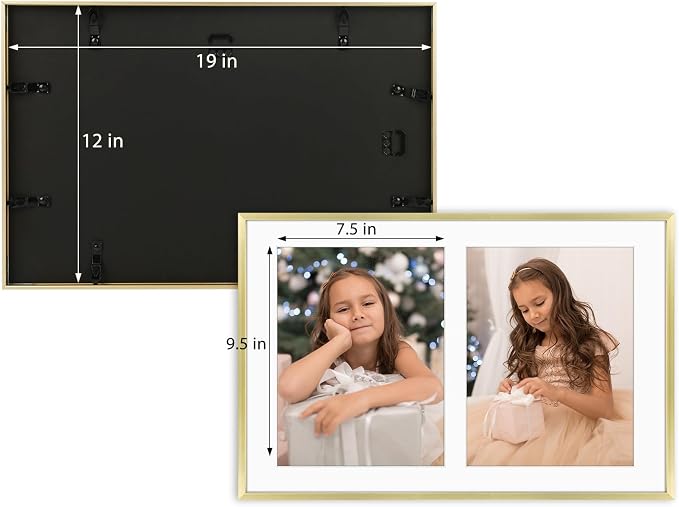 Golden State Art 12x19 Collage Frame w/Mat for 8x10 Photos Gold 2 Pack