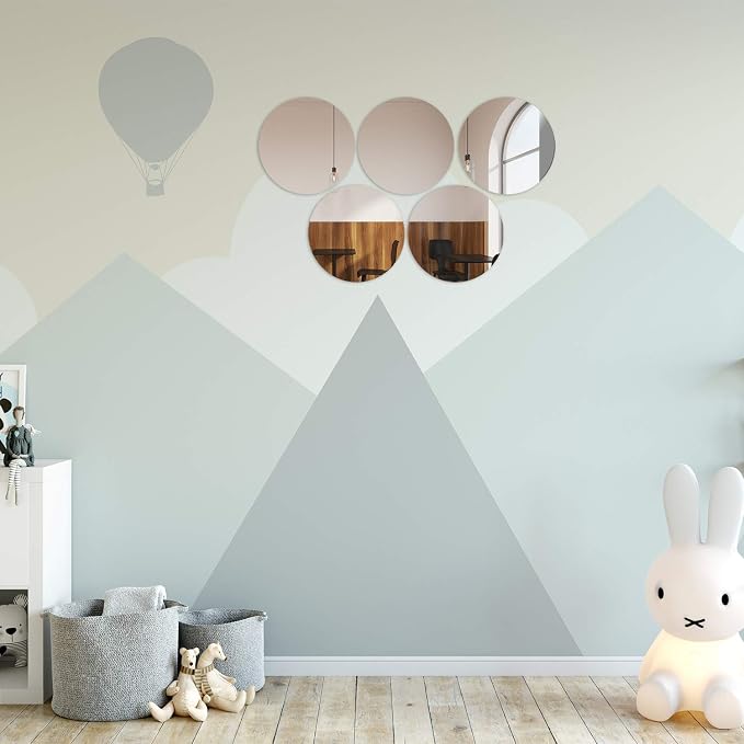 Aneco Acrylic Round Mirrors Non Glass Round Mirror Plate Self Adhesive Mirror Stickers for Home Wall Decor or Wedding Table Centerpiece, (Thickness 2 mm) (6, 6 inch)