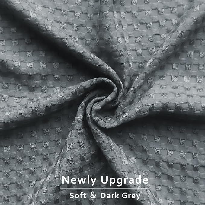 MIYE Pleated Waffle Weave Bed Skirt, Tailored Dust Ruffle 14 Inch Drop Easy Fit, Machine Washable (Dark Grey,Cal King - 14" Drop)