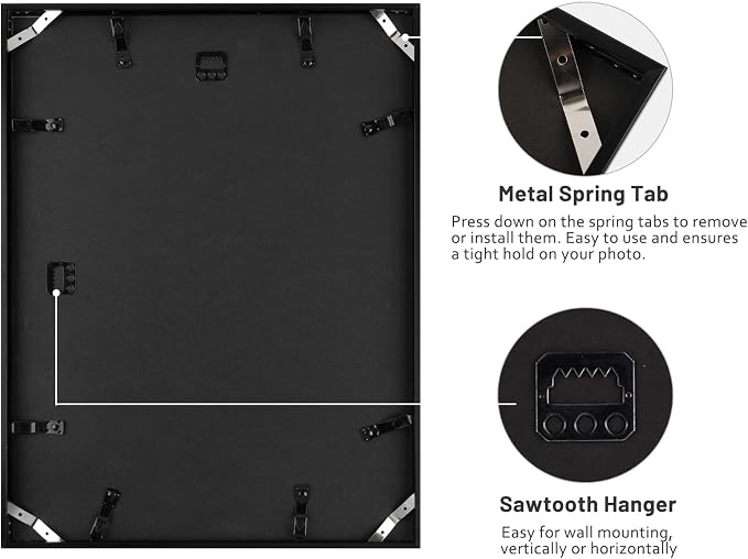 Frametory 2 Pack 14x18 Aluminum Frame with Mat for 11x14 Photo, Black