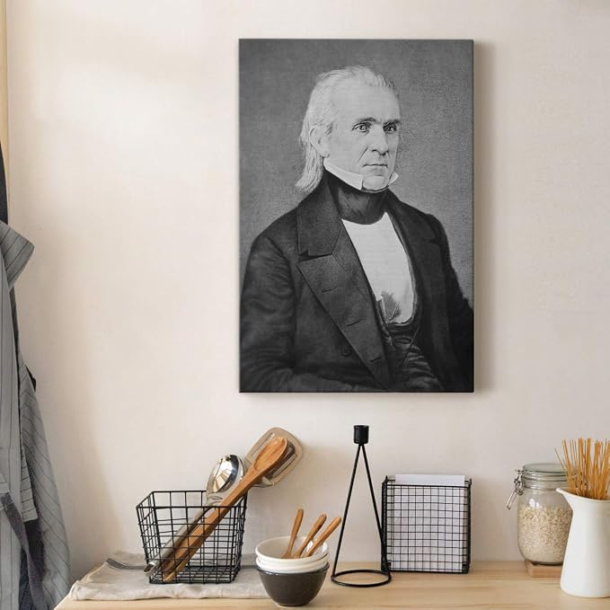 Renditions Gallery James K. Polk Presidental Portrait Wall Art, Premium Gallery Wrapped Canvas Decor, Ready to Hang, 18 in H x 12 in W, Made in America Print