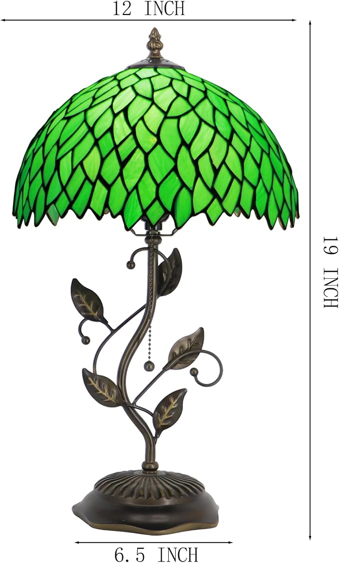 Tiffany Table Lamp Stained Glass Bedside Reading Light W12H19 inch