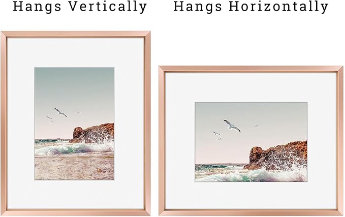 Frametory 8x10 Rose Gold Aluminum Metal Picture Frame Mat for 5x7 Glass
