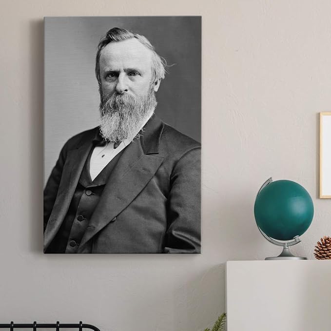 Renditions Gallery Rutherford B. Hayes Presidental Portrait Wall Art, Premium Gallery Wrapped Canvas Decor, Ready to Hang, 12 in H x 8 in W, Made in America Print