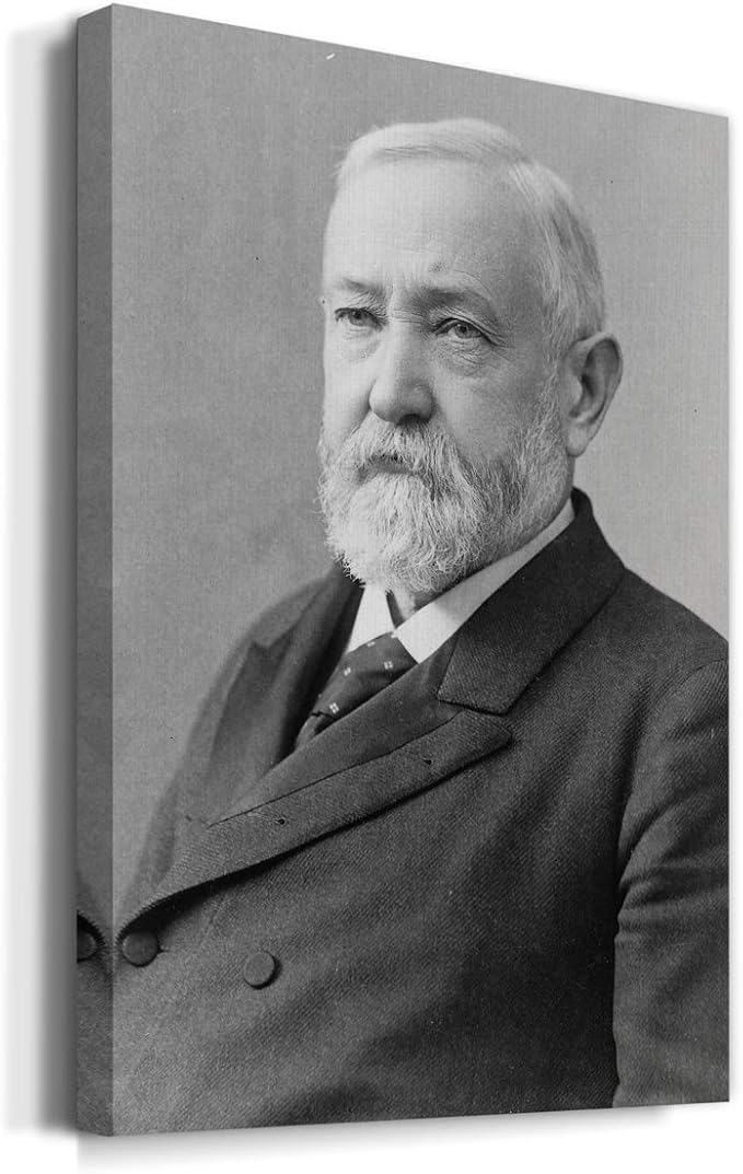 Renditions Gallery Benjamin Harrison Presidental Portrait Wall Art, Premium Gallery Wrapped Canvas Decor, Ready to Hang, 48 in H x 32 in W, Made in America Print