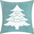 BRAWARM Christmas Pillow Cover 20 X 20 Inches, Teal Christmas Tree Embroidered Pillow Cover, Soft Velvet Decorative Throw Pillow for Couch Bed Sofa Living Room Home