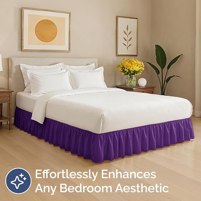 Bedskirt Twin Size Ruffle - Ruffled Bed Skirt - 12 Inch Drop - Purple | Bedskirt with Platform, Ultra-Soft Premium Hotel Quality, Wrinkle Free, Fade & Shrink Resistant, for Women, Men, Kids & Teens