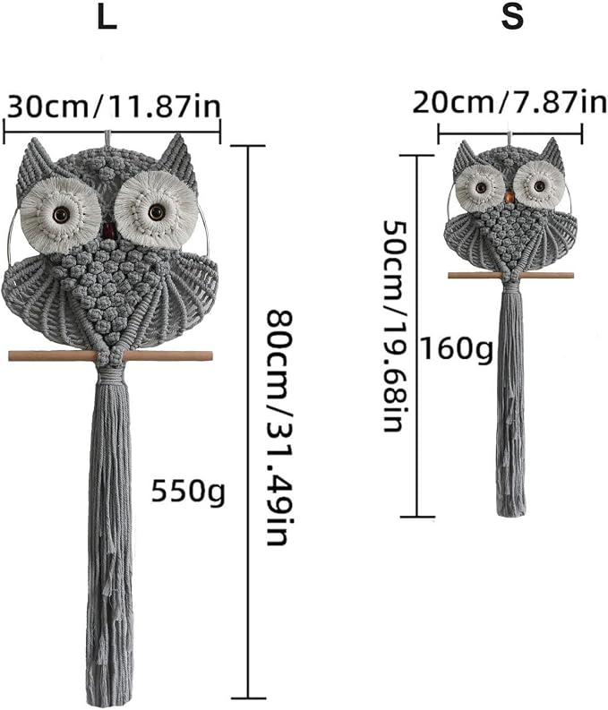Achart Owl Macrame Wall Hanging-Hand Woven Boho Tapestry-Macrame Wall Decor