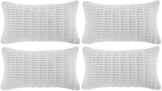 Fancy Homi 4 Packs Decorative Throw Pillow Covers for Living Room Couch Bed, Modern Farmhouse Boho Home Décor Accent Cushion Case, 24" x 16", White