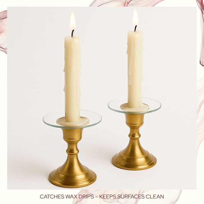 Biedermann & Sons Plain Glass Bobeches (Set of 12), Clear 2.75 Inch Drip Protectors, Slide On Wax Catchers, Fits 7/8 Inch Taper Candles, Rings for Candlesticks and Table Decor