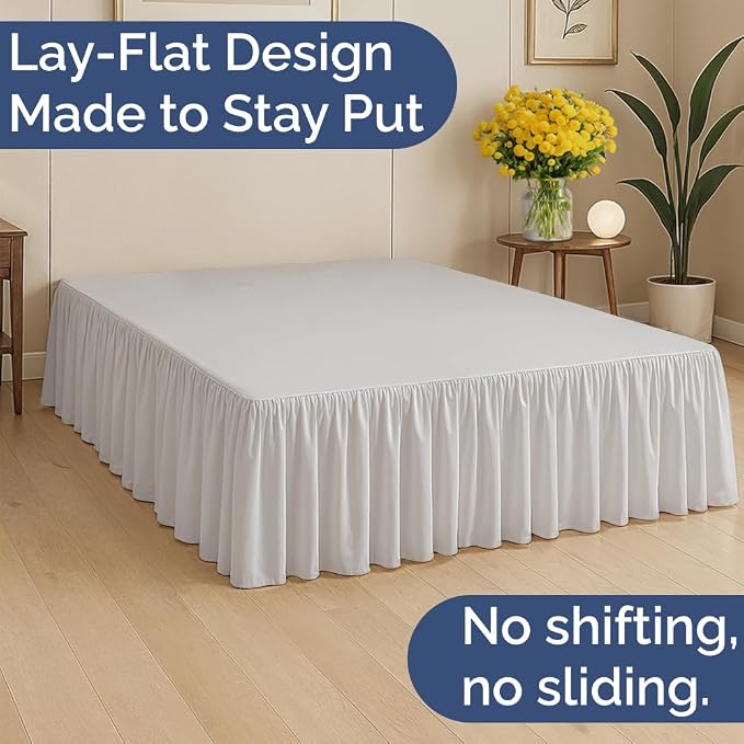 Bedskirt Full Size Ruffle - Ruffled Bed Skirt - 12 Inch Drop - French Grey | Bedskirt with Platform, Ultra-Soft Premium Hotel Quality, Wrinkle Free, Fade & Shrink Resistant, for Women, Men, Kids & Teens