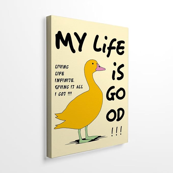 DIHSIEG Funny Duck Canvas Wall Art Humorous Quote Line Art Print 12x16Inch | Unframed Modern Home Decor, Cute Animal Wall Art for Bedroom, Bathroom, Office & Living Room, Unique Funny Gift
