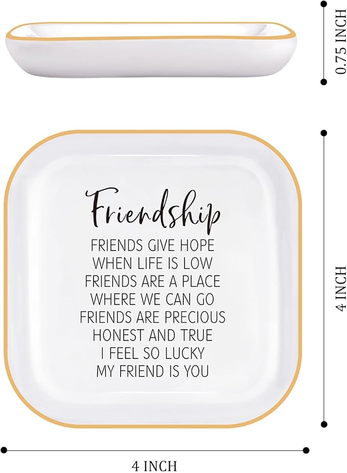 PUDDING CABIN Friendship Gift for Women Friend Jewelry Dish Birthday Graduation Christmas
