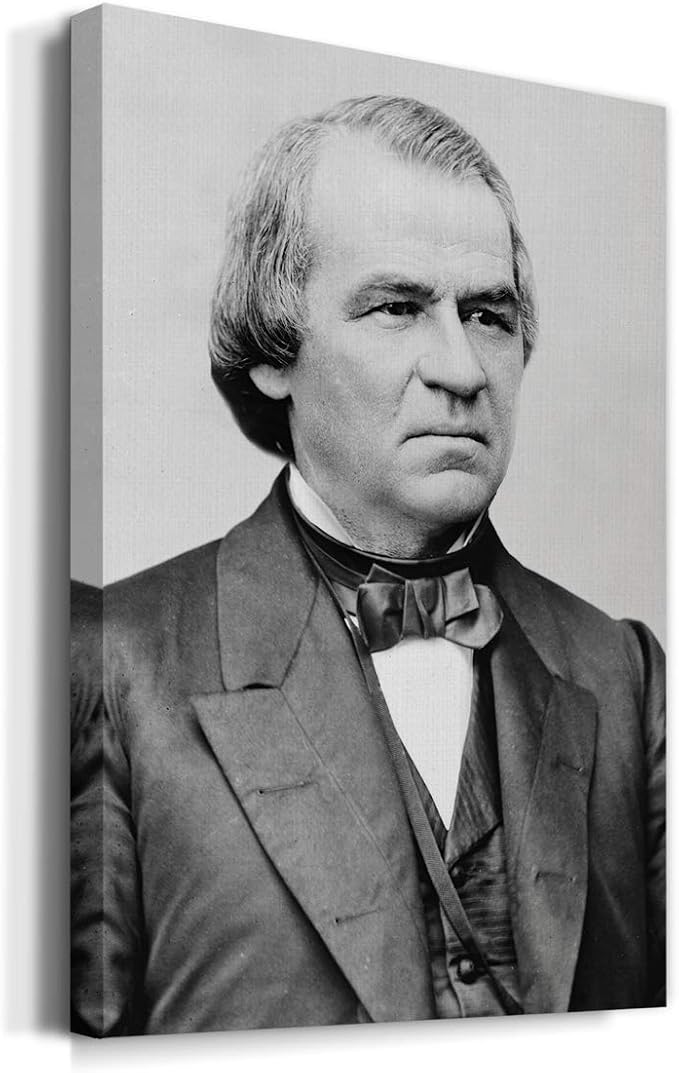 Renditions Gallery Andrew Johnson Presidental Portrait Wall Art, Premium Gallery Wrapped Canvas Decor, Ready to Hang, 48 in H x 32 in W, Made in America Print