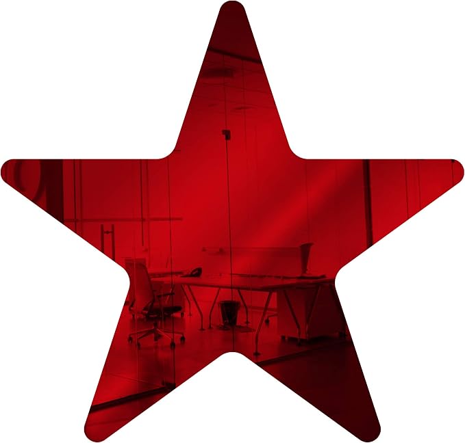 Marketing Holders Acrylic Mirror 3" Star Medium Red Flat DIY Smooth Edge Plexiglass Tiles .118 3MM Thick Rounded Corners Decor for Holiday Parties Dance Studios Photographers Freelance Artists
